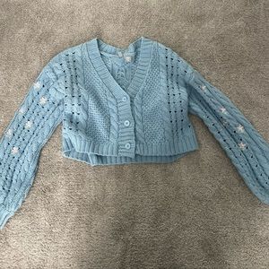cute oversized crop knit cardigan button sweater